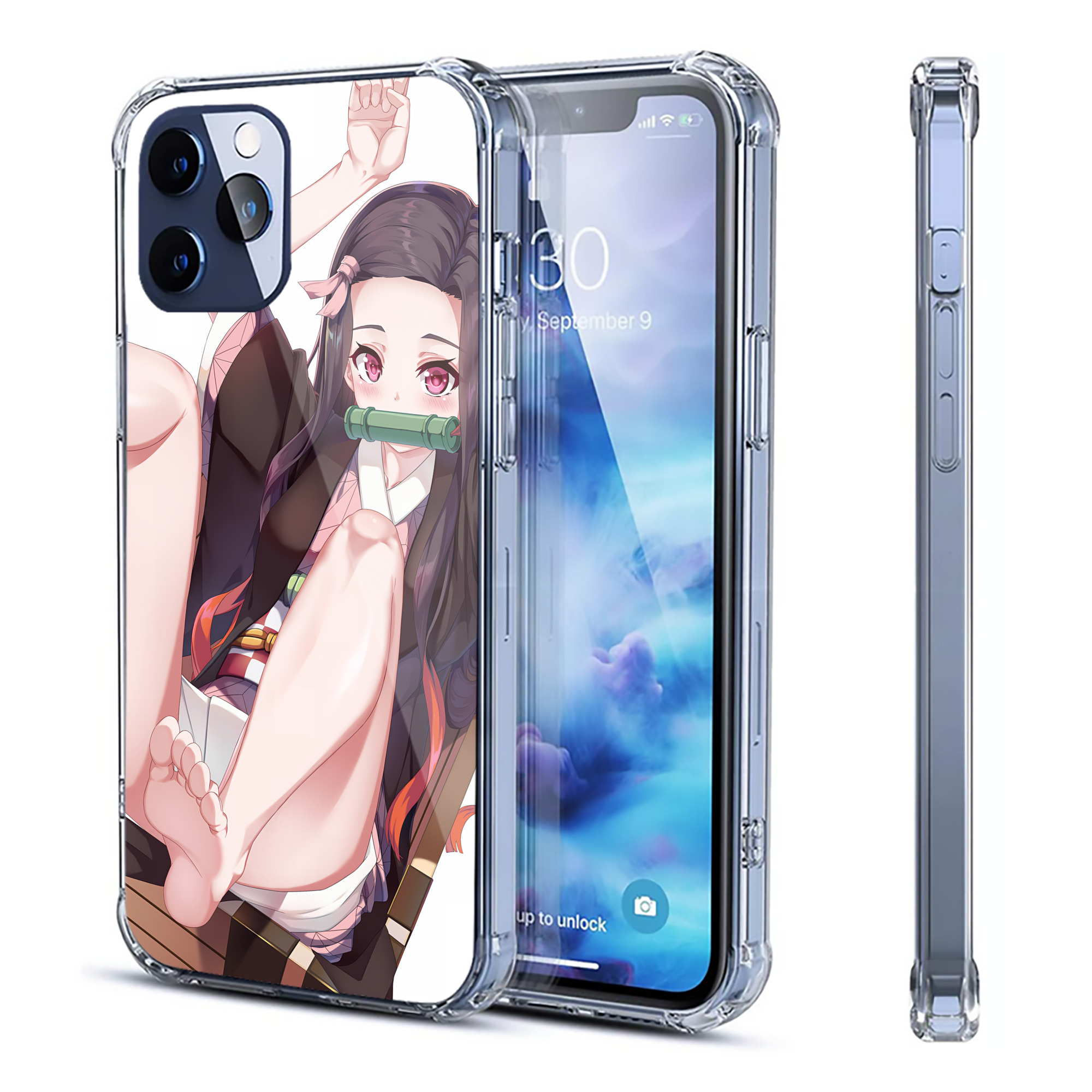 （画像用） 鬼滅の刃（きめつのやいば）竈門 禰󠄀豆子／かまど ねずこ Kamado Nezuko 【iPhone 12シリーズ対応】透明スマホケース（クリアソフトケース）